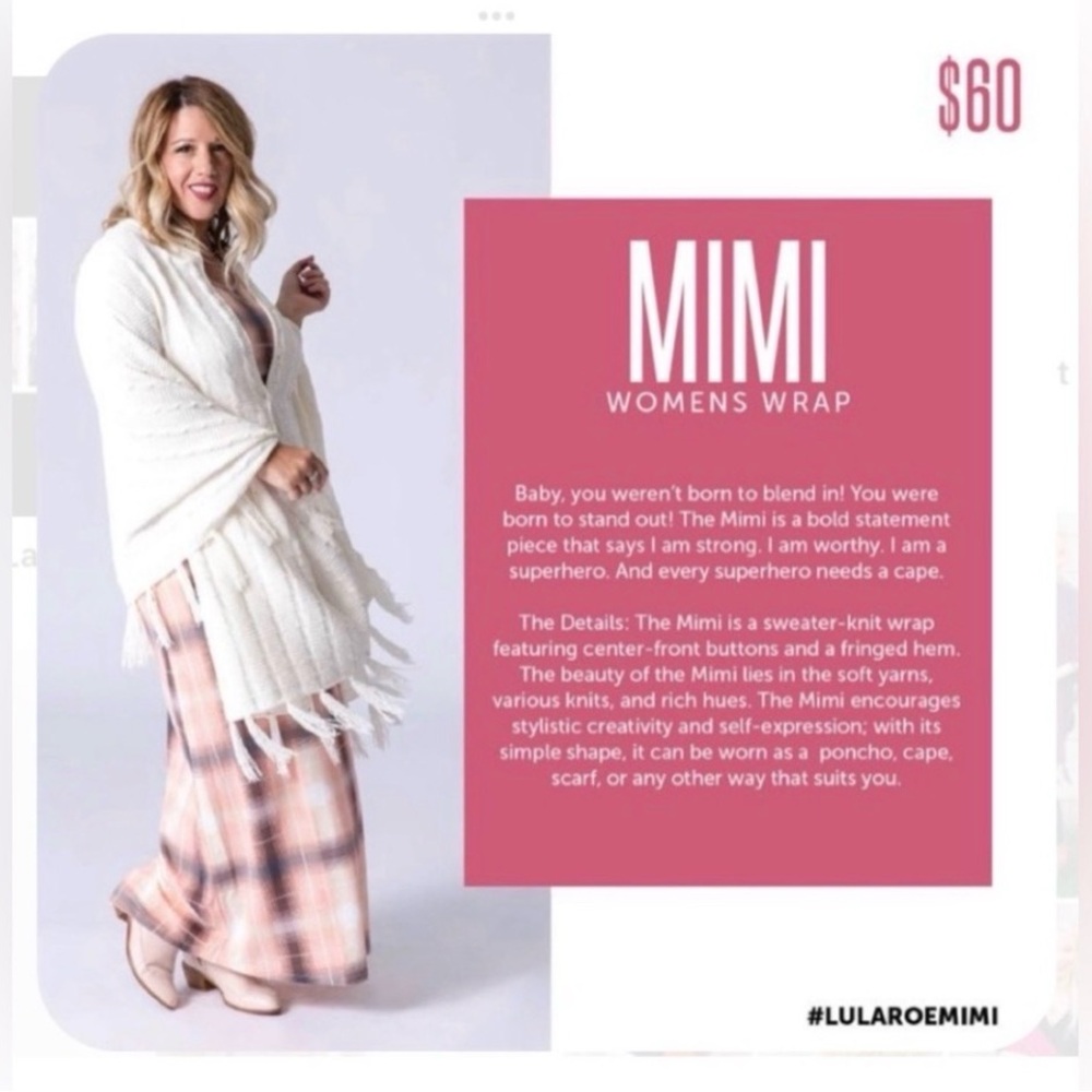 LuLaRoe Mimi Wrap/Poncho in Dusty Rose with fringe - Picture 2 of 4
